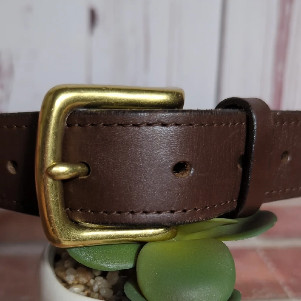 Vineyard Vines Lighthouse Belt Brown Leather and Blue‎ Canvas Size 32 Nautical